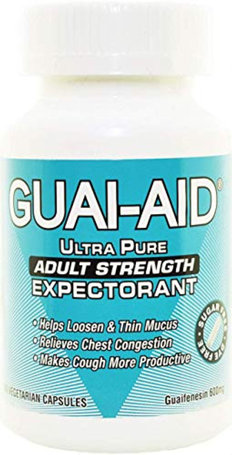 100 Guai-Aid 600mg "Ultra-Pure" Guaifenesin vegetarian Capsules 100 Guai-Aid 600mg "Ultra-Pure" Guaifenesin vegetarian Capsules