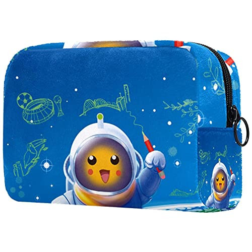 Women Makeup Bag,Cosmetic Storage Bag Funny Cartoon Astronaut Earth for Travel,Cosmetics Organizer