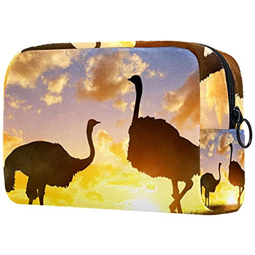 Women Makeup Bag,Cosmetic Storage Bag Ostrich African Sunset for Travel,Cosmetics Organizer Women Makeup Bag,Cosmetic Storage Bag Ostrich African Sunset for Travel,Cosmetics Organizer