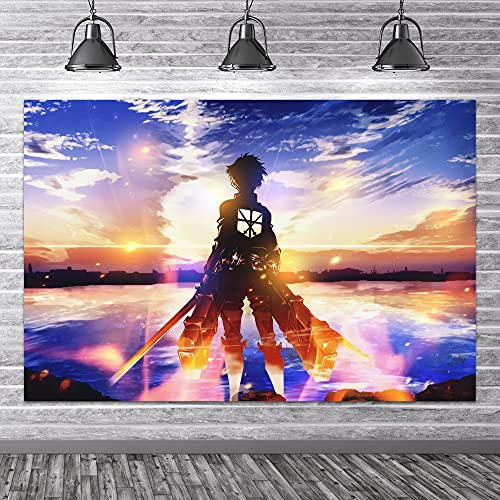 Atta-ck on Titan Backdrop Poster Background Wall Hanging Anime Backdrop Birthday Decoration Banner Party Supplies Photography Background Photo Studio Props 5X3ft