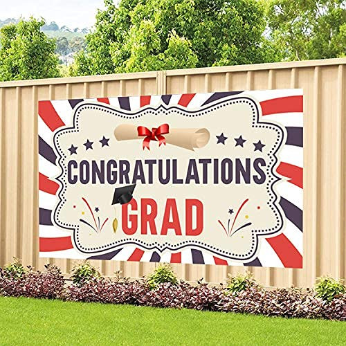 Graduation Banner Congrats Grad Banner Graduation Backdrop - Graduation Party Supplies 2021 Graduation Decorations 2021 Grad Party Porch Sign Photo Prop/Booth Backdrop Indoor Outdoor