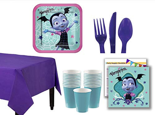Vampirina Birthday Party Pack for 16 Guests | Includes Plates, Napkins, Tableware, Beverage Cups, and Plastic Table Cover | Perfect Bundle for Your Girl's Birthday