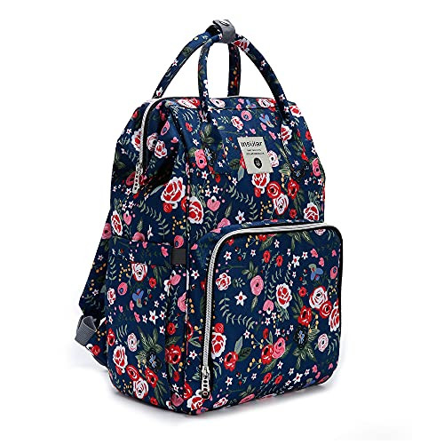 Diaper Bag Backpack,Maternity Mummy Travel Backpack,Baby Care Nappy Bag Large capacity and Multifunction -Flowers-