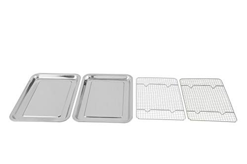 AJinTeby Cooling Racks for Baking - Stainless Steel Cooling Rack/Baking Rack and Sheet Pan/Cookie Sheet/Baking Pans/Barbeque Grill Pan - Perfect To Cool and Bake - Set of 4