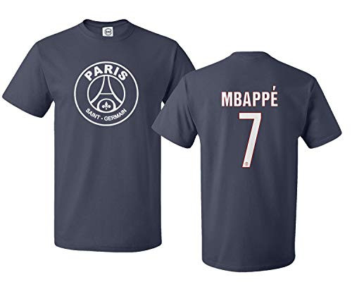 Spark Apparel Paris Soccer Shirt 7 MBAPPE Men's T-Shirt -Navy, X-Large-