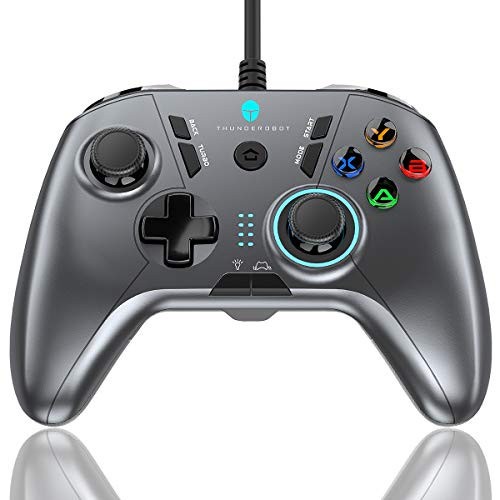 Controller for Nintendo Switch Pro, PS3 Game Controllers USB Wired PC Gamepad for Steam Switch Lite Windows 7 8 10/Android/Mac OS/Raspberry Pi with Ergonomic Design Joystick Turbo, Grey