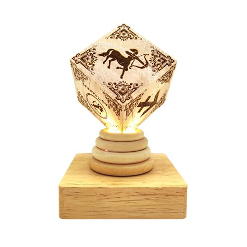 DaZhan Sagittarius Totem Design Cubic Ornaments Desk Decorative LED Lamp - Zodiac Constellation Pattern Table Night Light for Home Decor Yellow Light