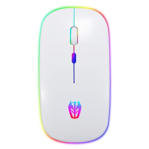GYZLZZB Mouse USB Wireless Mouse with Backlight, Rechargeable Gaming Mouse, Home Office Silent Computer Mouse, PC Desktop Notebook Computer Accessories -Color : White-