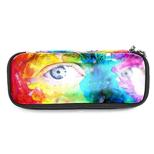 Pencil Case Paint Colorful Face Pen Case Big Capacity Desk Organizer with Zipper for School  and  Office Supplies 7.5x3x1.5in