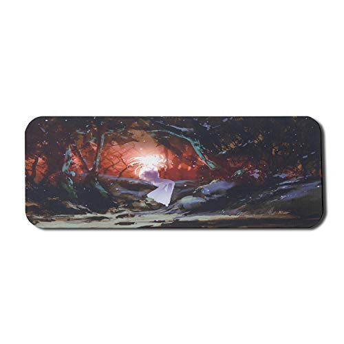 Lunarable Fantasy Computer Mouse Pad, Surreal Ghost Girl in an Enchanted Forest in Dark Woods Display Print, Rectangle Non-Slip Rubber Mousepad Large, 31" x 12" Gaming Size, Multicolor