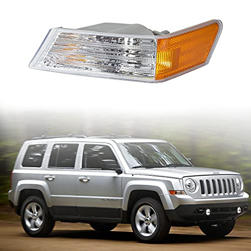 Nifeida Front Turn Signal LED Side Marker Lamp Replacement for Jeep Patriot 2007 2008 2009 2010 2011 2012 2013 2014 2015 2016 Front Left Driver Side Incandescent Clear Lens Parking Light