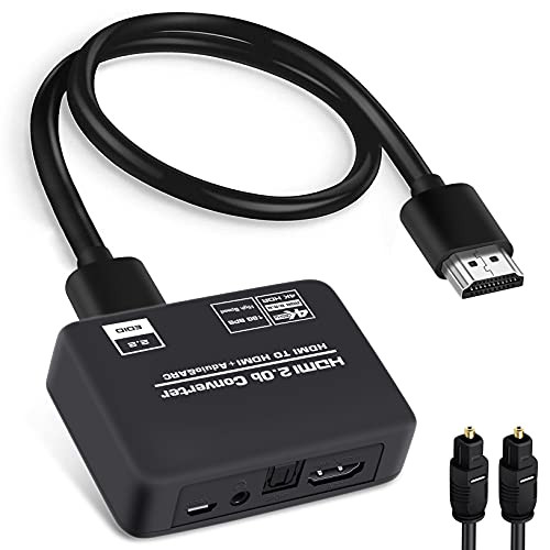 avedio links 4KA60Hz HDMI 2.0b Audio Extractor Splitter Converter, HDMI to HDMI  plus Optical Toslink SPDIF  plus 3.5mm Stereo Analog Audio, HDMI Audio Embedder Inserter for PS5,Xbox, Optical Fiber Included