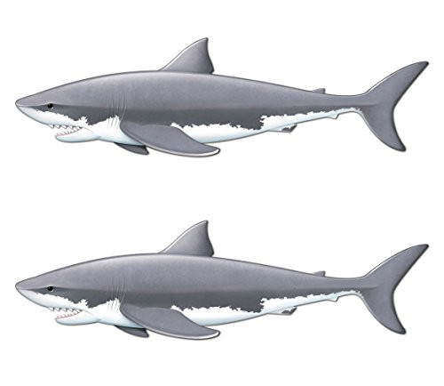 Beistle S57932AZ2, 2 Piece Jointed Sharks, 5' 11'' (Gray/White)
