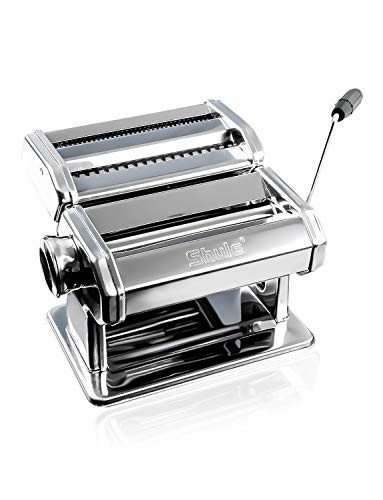 Pasta Maker By Shule  Stainless Steel Pasta Machine Includes Pasta Roller, Pasta Cutter, Hand Crank and Detailed Instructions