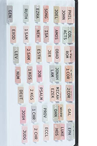 DiverseBee Laminated Bible Tabs -Large Print, Easy to Apply-, Bible Tabs Old and New Testament, Bible Study Journaling Supplies, Bible Accessories, Bible Index Tabs, 72 Bible Book Tabs -Petal-