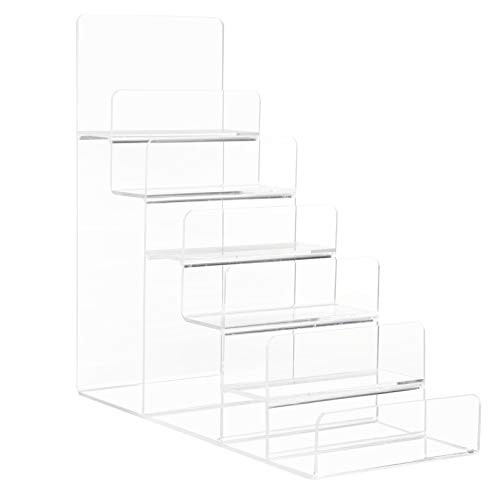 Cabilock Clear Acrylic 6 Tier Display Stand Acrylic Riser Display Shelf for Figures Step Acrylic Wallet Purse Glasses Display Organizer Holder