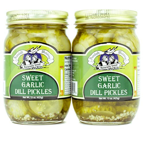 Amish Wedding All-Natural Sweet Garlic Dill Pickles 15 Ounces -2 Jars-