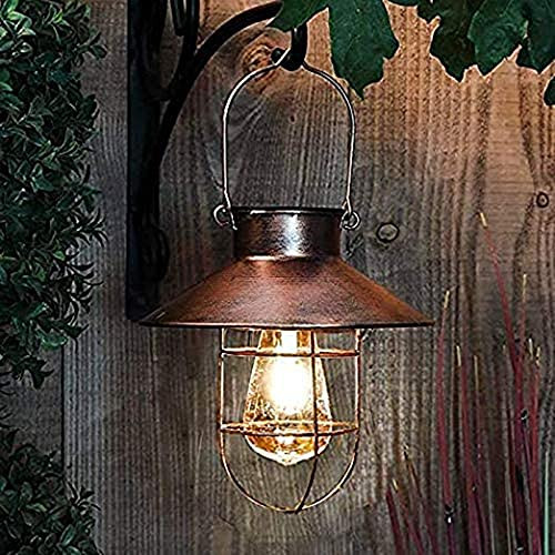 NokHom Solar Lantern for Outdoor Hanging Vintage Metal Solar Lights Garden Light with Warm LED Lights for Outdoor Garden Yard Patio Tree Decoration Solar Landscape Lighting