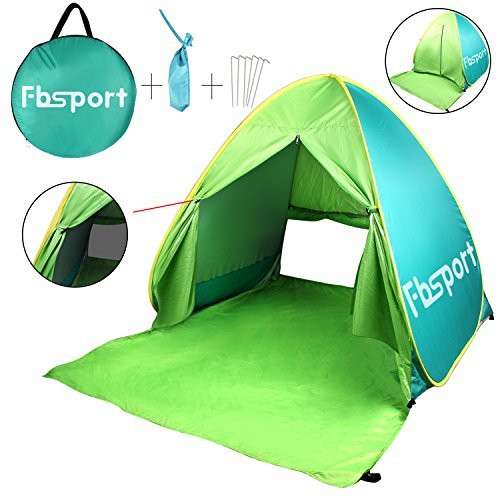 FBSPORT Beach Tent, UV Protection Pop Up Sun Shelter Lightweight Beach Sun Shade Canopy Cabana Beach Tents Fit 2-3 Person (New Green)