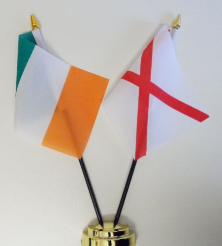 1000 Flags Ireland and St Patrick's Cross Friendship Table Flag Display 25cm -10"-