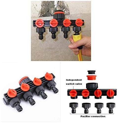 Kammas 4 Way Water Pipe Splitter Agricultural Tap Connector Home Garden Drip Irrigation Hose Connectors DC120 - -Color: As Show-