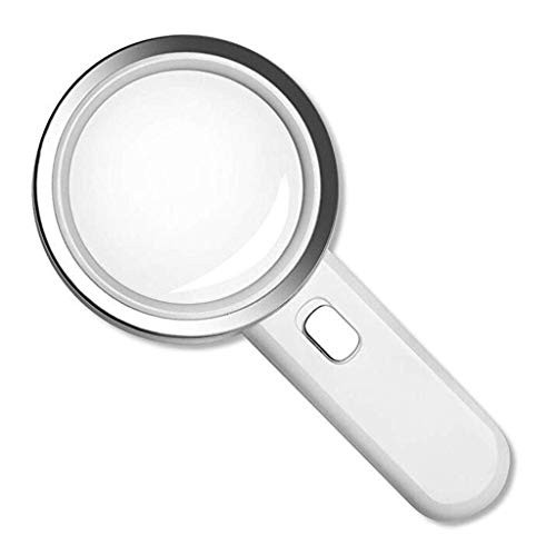 AOX Auxiliary Supplies 5X High Power LED Magnifying Glass with Light, Large 90mm Distortion-Free Illuminated Magnifier with Glass Lens