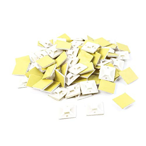 X-DREE 100 Pcs 30 x 30mm White Plastic Cable Wire Tie Self Adhesive Type Base -30mm x 30mm, blanc, fil d'attache câble en plastique type auto-adhesif Base 100 pcs