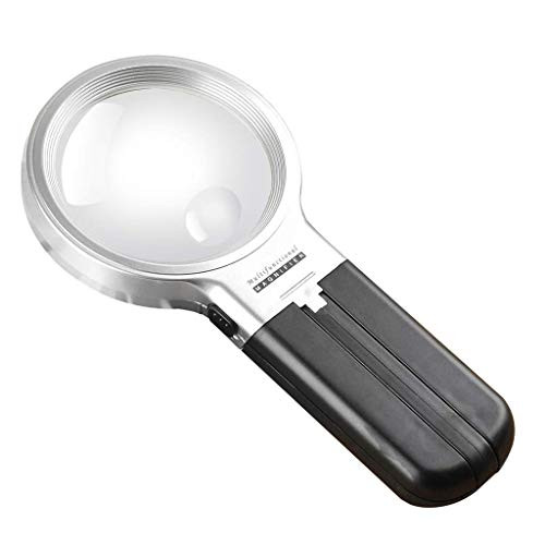 Boutiques/Illuminated 3X Magnifying Glass Handheld Desktop Dual Use LED Lights High Definition Magnifying Glass Lighting Reading Books Newspapers Maps Coins Jewelry Hobbies and Crafts