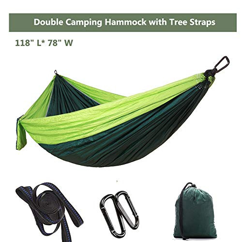 Ufanore Double Camping Hammock - Lightweight Nylon Hammock with Tree Straps, Portable Parachute Hammock, for Outdoor Hiking, Travel Backpacking, Camping, Beach, Yard Ufanore Double Camping Hammock - Lightweight Nylon Hammock with Tree Straps, Portable Parachute Hammock, for Outdoor Hiking, Travel Backpacking, Camping, Beach, Yard