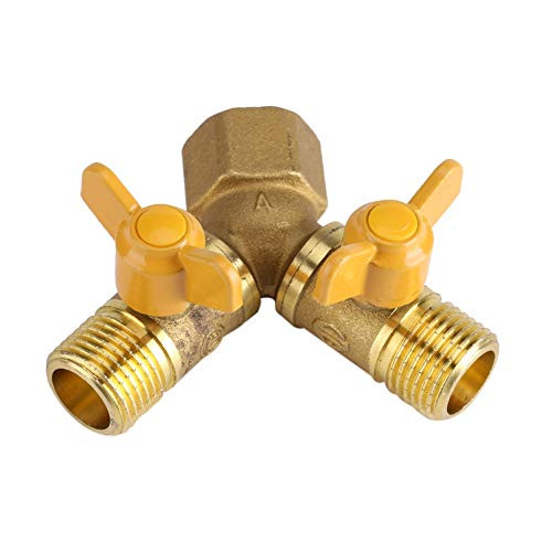 Garden Hose Splitter 2 Way, G1/2 Brass Garden Irrigation Y Valve Garden Hose Connector Splitter Adapter Dual Faucet Connector