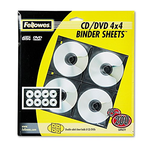 Fellowes? Two-Sided CD/DVD Refill Sheets for Three-Ring Binders, Clear, 25 pe...
