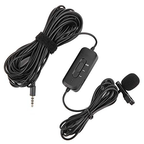 V BESTLIFE Mobile Phone Lapel Mic, DSLR Camera Lavalier Microphone,3.5mm Plug Capacitance MIC 8M Cable Mini Clip Mount Mic, for Game Live Broadcast Recording Interview