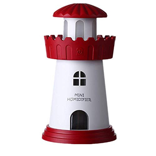FHKUJ Lele Multi Lighthouse Humidifier Mini Night Light Mute Home Desktop Creative USB Humidifier Gift -red-