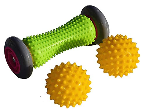 Foot Massage Roller and Spiky Massage Ball Set for Plantar Fasciitis Relief, Heel Foot Arch Pain, Trigger Point Therapy, Muscle Recovery, Stress Relief -1 Foot Massage Roller plus2 Spiky Balls- Foot Massage Roller and Spiky Massage Ball Set for Plantar Fasciitis Relief, Heel Foot Arch Pain, Trigger Point Therapy, Muscle Recovery, Stress Relief -1 Foot Massage Roller plus2 Spiky Balls-