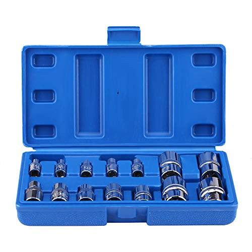 Torx Socket Set, 14pcs E-Type Torx Star Bit Socket Set E4-E24 1/4" 3/8" 1/2" Drive Repair Tool Kit with Storage Box for Car Repairing