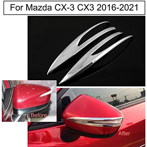 Yingchi 2pcs Chrome Rearview Side Mirror Cover Trim Strip Emblem for Mazda CX-3 CX3 2016 2017 2018 2019 2020 2021