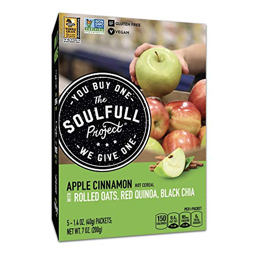 The Soulfull Project Instant Oatmeal Packets, Apple Cinnamon Multigrain, 5 Individual Servings -Pack Of 6-, Non GMO, Gluten Free, Vegan, Apple Cinnamon Multigrain, 1.4 Oz
