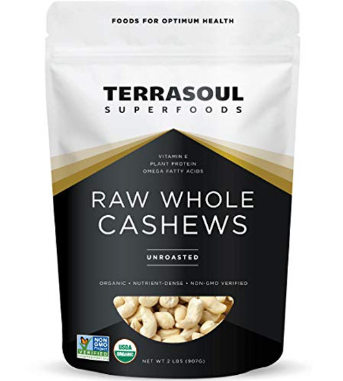 Terrasoul Superfoods Organic Raw Whole Cashews, 32 oz./2lb