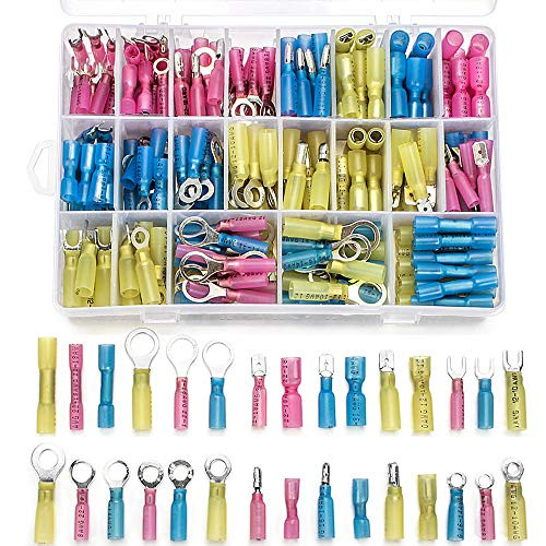 300 PCS Heat Shrink Connectors, Plustool Electrical Wire Terminals Kit Waterproof Butt Bullet Connectors Insulated Marine Crimp Automotive Connectors Wire Terminals Kits