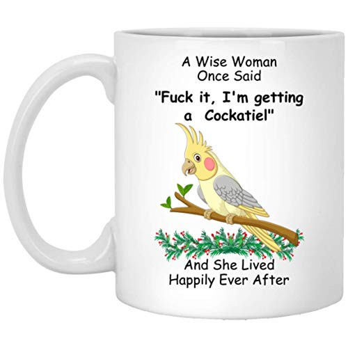Funny Cockatiel Clipart A Wise Woman Animal Lovers White Coffee Mug 11oz