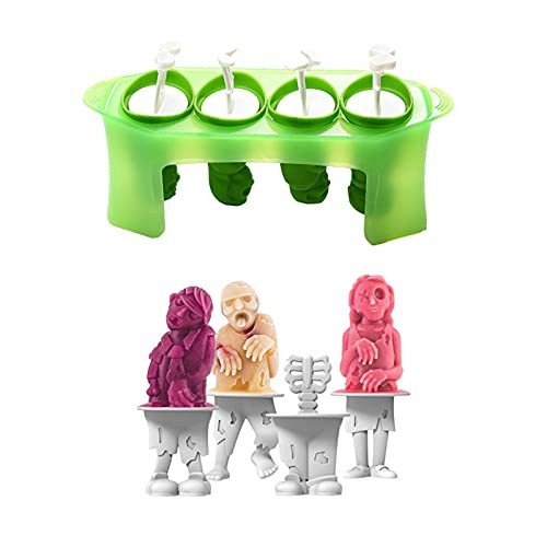Zombies Ice Pop Molds, Ice Pop Molds Flexible Cakesicle Silicone Mold 4 Popsicle Maker, Flexible Silicone - Easily-Removable Zombies Ice Pop Molds, Ice Pop Molds Flexible Cakesicle Silicone Mold 4 Popsicle Maker, Flexible Silicone - Easily-Removable