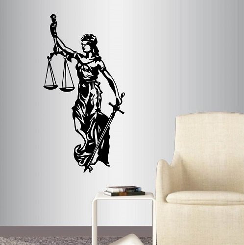 In-Style Decals Wall Vinyl Decal Home Decor Art Sticker Lady Justice Femida Symbol Law Woman Room Removable Stylish Mural Unique Design 2132