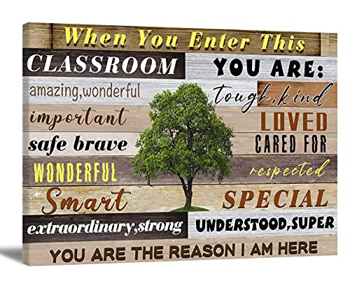 Inspirational Wall Art for Classroom Motivational Educational Poster When You Enter This Classroom Wall Decor Inspirational Canvas Wall Art Paintings Positive Quotes Posters 24x16inch Frameless