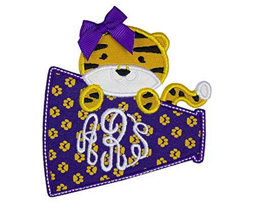 Tiger Girl Football Megaphone Monogram Patch in your choice of sew on or iron on patch