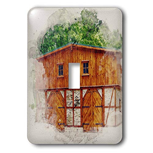 3dRose Image Of Watercolor Horse Stables - Light Switch Covers -lsp-340452-1-
