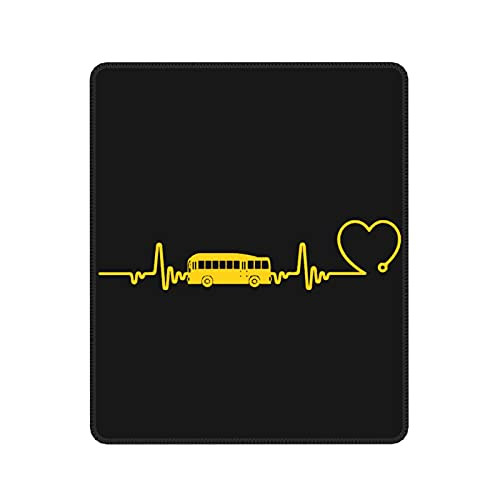 Funny School Bus Driver Love School Bus Heartbeat Mouse Pad Jobs Mouse Pad for Computers Laptop,Game Players, Office, Study