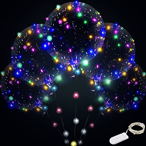 Light up Balloons , 12 set String LED Bubble Balloons with 15pcs clear balloons for Helium tank ,Christmas Party, Birthday Wedding House Decorations,Amazing Party Decoration -Colorful- -Include Battery-