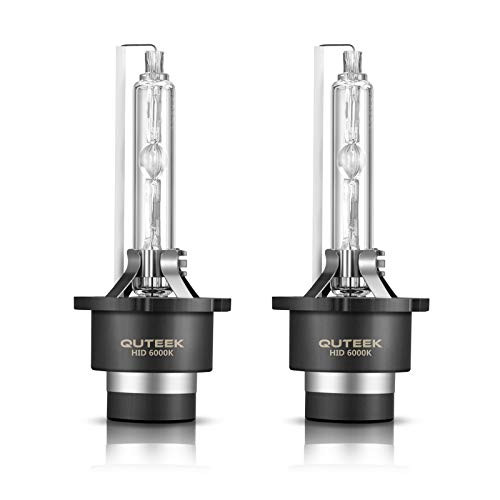 QUTEEK D4S/D4R Xenon HID Headlight Bulbs,6000K Diamond White 35W High Low Beam Replacement Bulbs,for 12V Car IP68 Waterproof -Pack of 2-