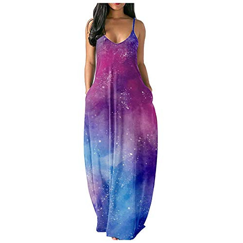 GGOGO Fashion Womens Tie-Dye Beach Pullover Summer Maxi Boho Sundress Ladies Loose Long Slip Dress-Purple,L- GGOGO Fashion Womens Tie-Dye Beach Pullover Summer Maxi Boho Sundress Ladies Loose Long Slip Dress-Purple,L-