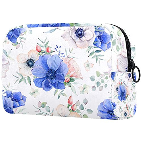 Women Makeup Bag,Cosmetic Storage Bag blue flowers oil painting for Travel,Cosmetics Organizer Women Makeup Bag,Cosmetic Storage Bag blue flowers oil painting for Travel,Cosmetics Organizer